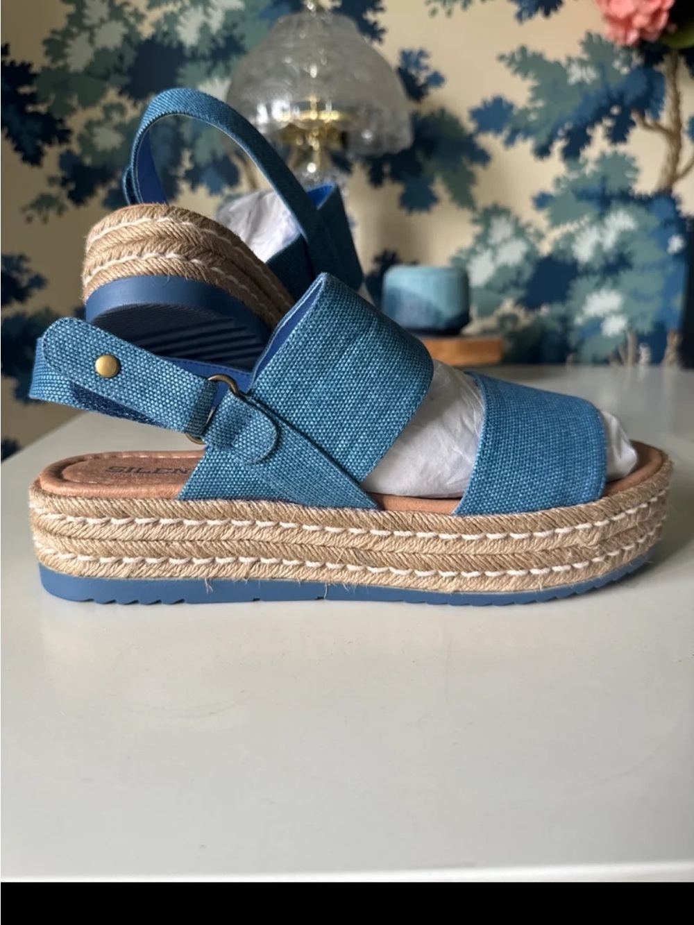 Silent D Anthropologie Alek Platform Espadrille Sandals Denim Blue 
sz 41/10.5 - Picture 10 of 12